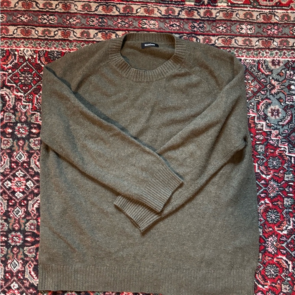 Naadam Olive Cashmere Crewneck Sweater XL